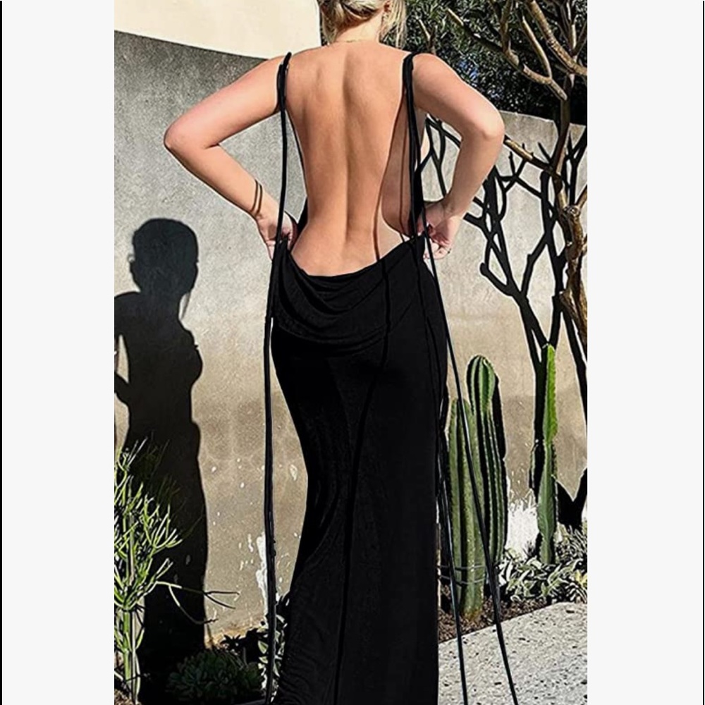 Black Backless Maxi Dress. NWOT. Opted for wearing the white as seen in pics